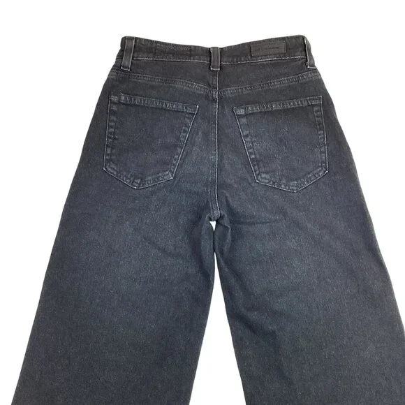 AG Adriano Goldschmied Saige Womens Wide Leg Crop Jeans High-Rise Black Denim